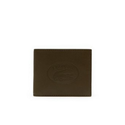 [해외] Lacoste Mens L.12.12 Casual Embossed Lettering Leather 6 Card Wallet [라코스테지갑,라코스테시계] MILITARY OLIVE (NH2660IC_B45_24)