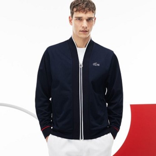[해외] Mens French Sporting Spirit Edition Tech Pique Zip Sweatshirt [라코스테 LACOSTE] Navy Blue/White/Red (SH9271-51-LAW)