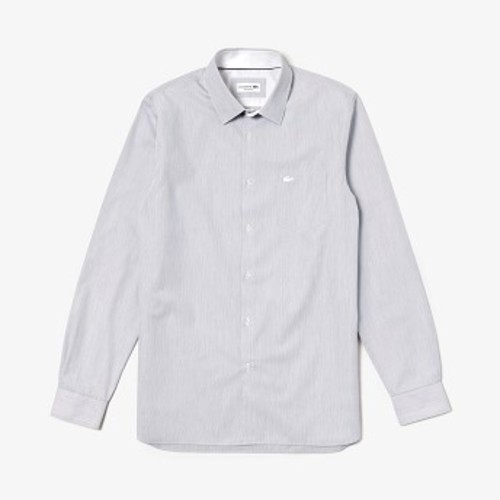 Mens Regular Fit Texturized Cotton Shirt [라코스테 셔츠] White/Navy Blue-522 (Selected colour) (CH9964-51)