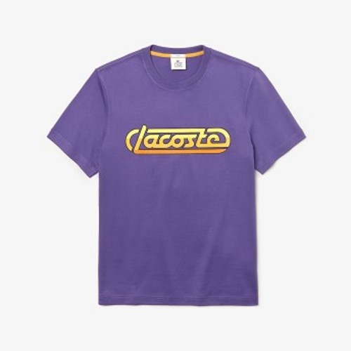 남여공용 LIVE Signature Cotton T-Shirt [라코스테 반팔,폴로티] Purple/White-2U3 (Selected colour) (TH8100-51)