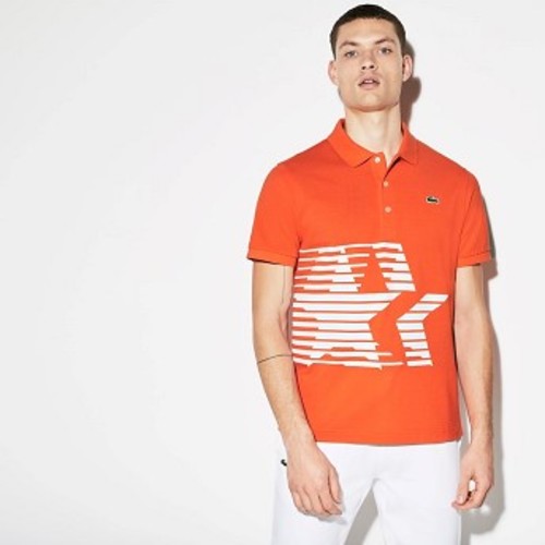 Mens Olympic Heritage Collection By Lacoste Petit Pique Polo [라코스테 반팔,폴로티] Orange/White-2RZ (Selected colour) (PH4170-51)