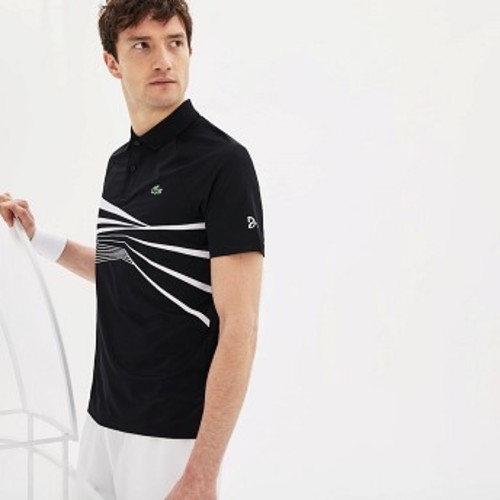 Mens SPORT Novak Djokovic Collection Tech Jersey Polo [라코스테 반팔,폴로티] Black/White-258 (Selected colour) (DH3387-51)