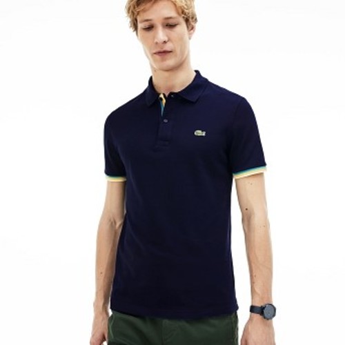 Mens Slim Fit Petit Pique Polo Shirt [라코스테 반팔,폴로티] Navy Blue-166 (Selected colour) (PH4220-51)