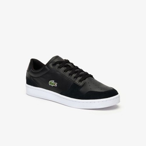 Mens Masters Cup Leather and Suede Sneakers [라코스테 운동화] BLACK/WHITE-312 (Selected colour) (38SMA0016)