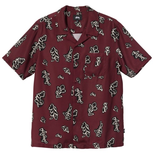 [해외]Leaves Pattern Shirt [스투시] Burgundy (32564222820448)