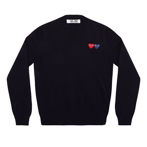 [해외]Comme des Garcons Play Double Heart Sweater (Navy) [꼼데가르송 가디건] (play-double-heart-sweater-navy)