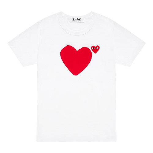 [해외]Comme des Garcons Play T-Shirt with Red Heart (White) [꼼데가르송 티셔츠, 꼼데가르송 셔츠] (play-t-shirt-with-red-heart-white-43743)
