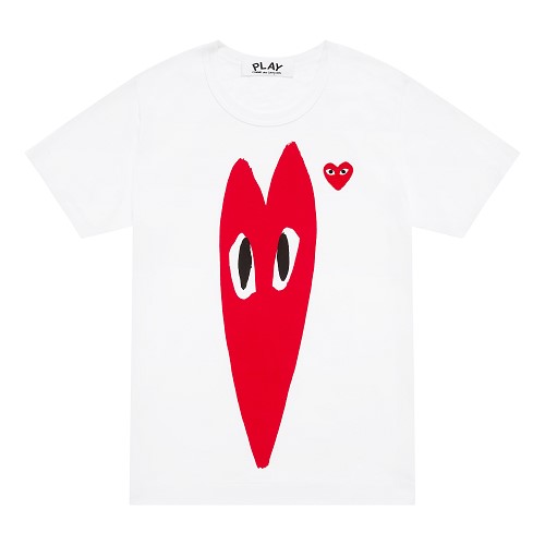 [해외]Comme des Garcons Play T-Shirt with Red Heart (White) [꼼데가르송 티셔츠, 꼼데가르송 셔츠] (play-t-shirt-with-red-heart-white-43744)