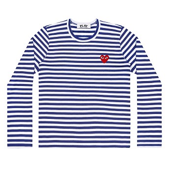 [해외]Comme des Garcons Play Striped T-Shirt (Blue/White) [꼼데가르송 티셔츠] (play-striped-t-shirt-navy-white)