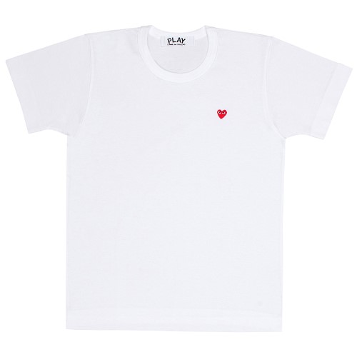 [해외] Comme des Garcons Play Little Red Heart T-Shirt (White) [꼼데가르송 티셔츠, 꼼데가르송 셔츠] (play-t-shirt-with-small-red-heart-emblem-white)