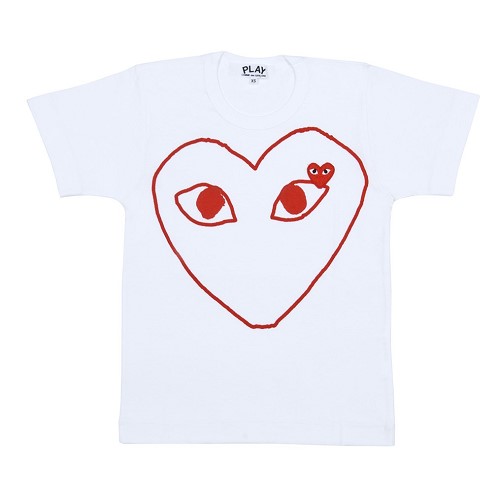 [해외] Comme des Garcons Play T-Shirt (White) [꼼데가르송 티셔츠, 꼼데가르송 셔츠] (play-t-shirt-white)