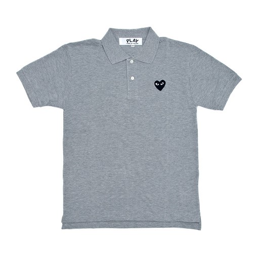 [해외] Comme des Garcons Black Play Polo Shirt (Grey) [꼼데가르송 티셔츠, 꼼데가르송 셔츠] (black-play-polo-shirt-grey)