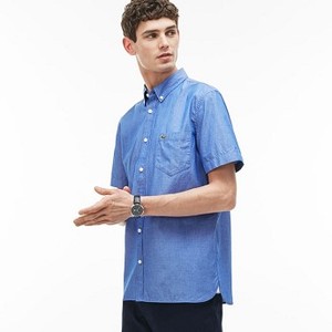 [해외] Lacoste Mens Regular Fit Cotton Chambray Shirt [라코스테맨투맨] royal blue/blanc (CH9570_8GH_20)