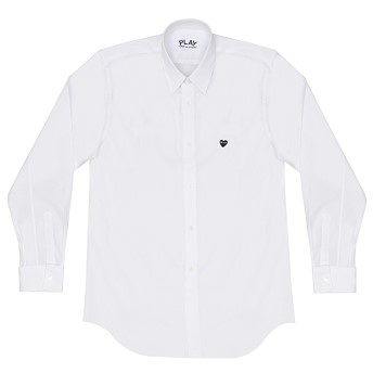 [해외] Comme des Garcons Play Little Black Heart Mens Shirt (White) [꼼데가르송 티셔츠] (ay-men-s-shirt-with-small-black-heart-emblem-white)