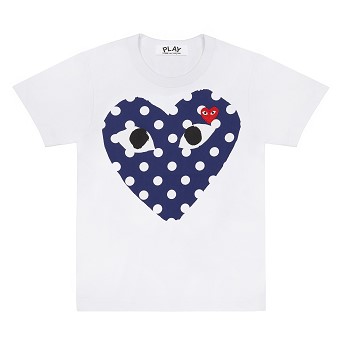[해외] Comme des Garcons Play T-Shirt with Polka Dot Big Heart (White) [꼼데가르송 티셔츠] (play-t-shirt-with-polka-dot-big-heart-white)