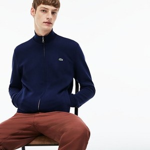 [해외] Lacoste Mens Zip Stand-Up Collar Fleece Sweatshirt [라코스테맨투맨] navy blue (SH3292_166_20)