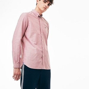 [해외] Lacoste Mens Regular Fit Cotton Oxford Shirt [라코스테맨투맨] sierra red (CH4976_ZV9_20)