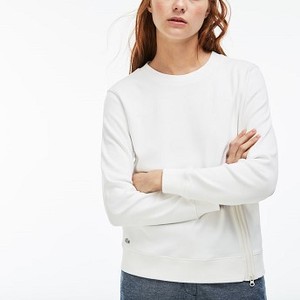 [해외] Lacoste Womens Lacoste LIVE Crew Neck Interlock Zip Sweatshirt [라코스테니트,라코스테스웨터] CAKE FLOUR WHITE (SF2705_70V_20)