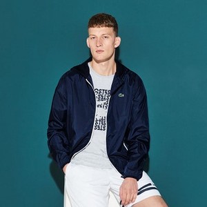 [해외] Lacoste Mens Lacoste SPORT Hooded Water-Resistant Taffeta Tennis Jacket [라코스테자켓] navy blue/white (BH3363_525_20)