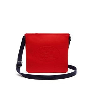 [해외] Lacoste Womens Classic Coated Pique Canvas Flat Crossover Bag [라코스테지갑,라코스테시계] high risk red peacoat (NF2420WM_968_24)