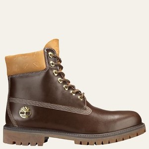[해외] Timberland Mens Signature Logo 6-Inch Premium Waterproof Boots [팀버랜드 부츠] Brown Quartz/Tan Collar (A1QNA214)