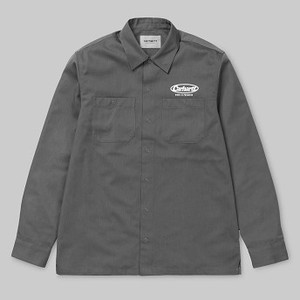 [해외] Carhartt WIP L/S Baltimore Shirt [칼하트커버올,칼하트바지,칼하트반바지] Air Force Grey/White (I024129_716_90-ST-01)