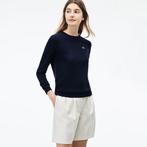 [해외] Lacoste Womens High Neck Pinstriped Sweater [라코스테니트,라코스테스웨터] NAVY BLUE/NAVY BLUE (AF3057_423_20)