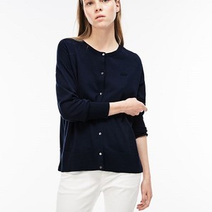 [해외] Lacoste Womens High Neck Cotton Cardigan [라코스테니트,라코스테스웨터] navy blue (AF5041_166_20)