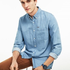 [해외] Lacoste Mens Regular Fit Denim Shirt [라코스테맨투맨] lakeside blue (CH4983_UJC_20)