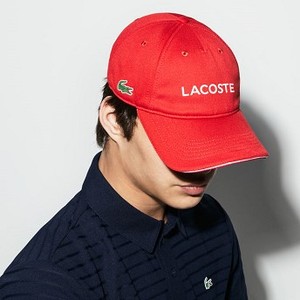 [해외] Lacoste Mens SPORT Golf Wording Pique Cap [라코스테모자] red/white (RK4088_NWH_20)