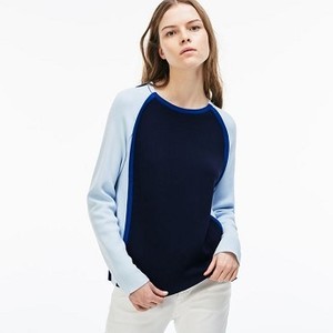 [해외] Lacoste Womens Made in France Crew Neck Colorblock Interlock Sweater [라코스테니트,라코스테스웨터] navy blue/electric blue-b (AF3107_MDX_20)
