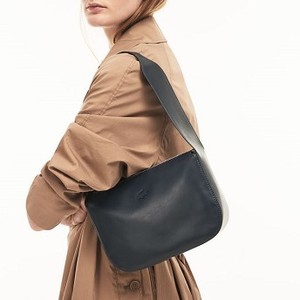 [해외] Lacoste Womens Purity Soft Monochrome Leather Mini Hobo Bag [라코스테가방] TOTAL ECLIPSE (NF2379PY_022_20)