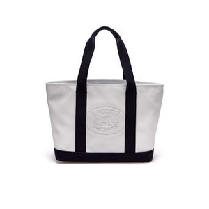[해외] Lacoste Womens Classic Coated Pique Canvas Zip Tote Bag [라코스테가방] white peacoat (NF2416WM_602_24)
