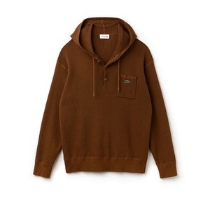 [해외] Lacoste Mens Hooded Cotton Honeycomb Knit Sweatshirt [라코스테니트,라코스테스웨터] DARK RENAISSANCE BROWN (AH4084_JE8_24)