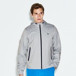 [해외] Lacoste Mens Lacoste SPORT Metallic Technical Taffeta Zip Golf Jacket [라코스테자켓] light grey/navy blue-medw (BH3339_N88_20)