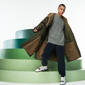 [해외] Mens Fashion Show Reversible Gabardine And Technical Canvas Coat [라코스테 LACOSTE] Khaki Green/Khaki Green/Beige (BH2663-51-8SR)