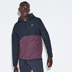 [해외] Mens SPORT Hooded Bi-Material Colorblock Tennis Jacket [라코스테 LACOSTE] dark gray/purple chine (BH1804-51-EK7)