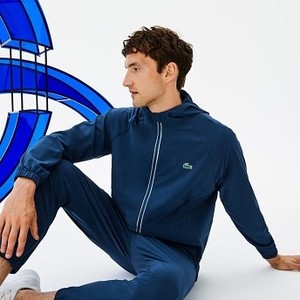 [해외] Mens SPORT Hooded Technical Midlayer Jacket - x Novak Djokovic Off Court Premium Edition [라코스테 LACOSTE] blue/black (BH1803-51-EN4)