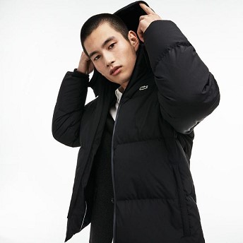 [해외] Mens Detachable Hood Quilted Water-Resistant Taffeta Jacket [라코스테 LACOSTE] black (BH9358-51-031)