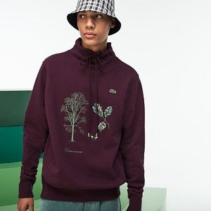[해외] 남여공용 Fashion Show Stand-Up Collar Embroidered Fleece Sweatshirt [라코스테 LACOSTE] Bordeaux (SH6583-51-FY5)