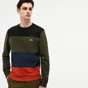 [해외] Mens Crew Neck Colorblock Fleece Sweatshirt [라코스테 LACOSTE] orange/blue/khaki green/black (SH1902-51-DYE)