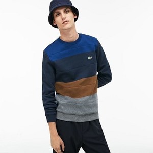 [해외] Mens Crew Neck Colorblock Fleece Sweatshirt [라코스테 LACOSTE] grey/brown/blue/navy blue (SH1902-51-AS0)