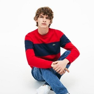 [해외] Mens Crew Neck Colorblock Cotton Fleece Sweatshirt [라코스테 LACOSTE] red/navy blue (SH9248-51-528)