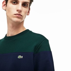 [해외] Mens Crew Neck Colorblock Cotton Fleece Sweatshirt [라코스테 LACOSTE] green/navy blue (SH9248-51-DQ5)