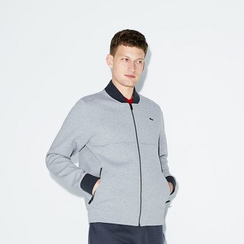 [해외] Mens SPORT Banana Neck Zippered Fleece Tennis Sweatshirt [라코스테 LACOSTE] grey chine/dark gray (SH9487-51-QY4)