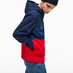 [해외] Mens Hooded Colorblock Fleece Jersey Sweatshirt [라코스테 LACOSTE] Navy Blue/Navy Blue/Red (SH9255-51-AEJ)