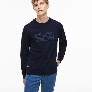 [해외] Mens Crew Neck Lettering Fleece Sweatshirt [라코스테 LACOSTE] navy blue (SH9207-51-166)