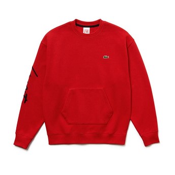 [해외] 남여공용 LIVE Crew Neck Embroidered Fleece Sweatshirt [라코스테 LACOSTE] red/black (SH9073-51-938)