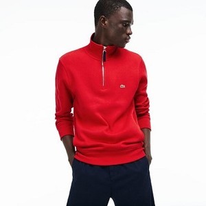 [해외] Mens Flat Ribbed Zippered Stand-Up Collar Sweatshirt [라코스테 LACOSTE] red/navy blue (SH9252-51-TWP)
