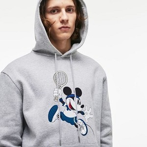 [해외] 남여공용 Disney Mickey Embroidery Hooded Fleece Sweatshirt [라코스테 LACOSTE] grey chine (SH1503-51-CCA)